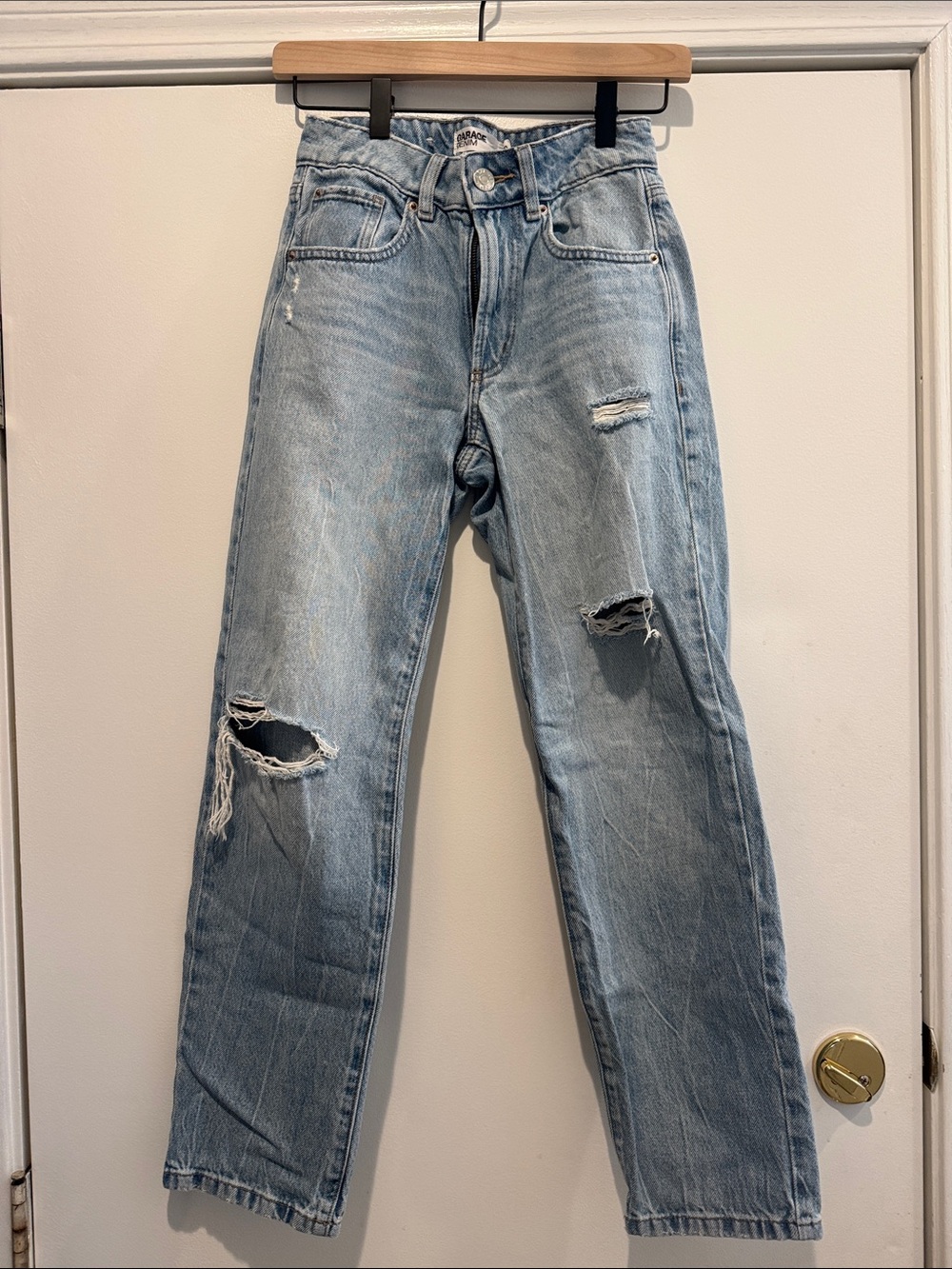 Garage Droit Vintage straight Light Blue Denim Jeans size 00/23